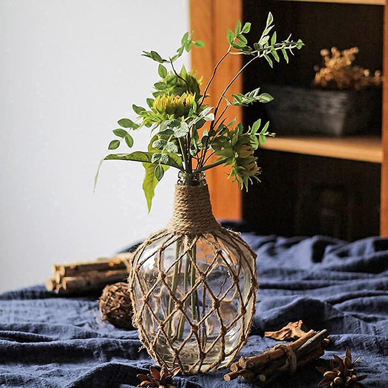 MDLUU Glass Jug with Twine 10" Tall, Flower Vase with