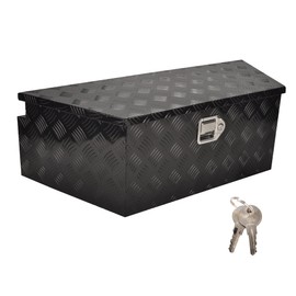 higehio 39 Inch Trailer Tongue Tool Box, Aluminum Utility Trailer Tongue Tool Box RV Storage OrganizerTrailer Storage Tool Box With Lock & Keys, 5 Bar Tread (39"X16.5"X12")