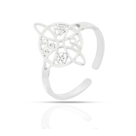 Only faith Witch Knot Ring for Women Pentagram Egyptian Cross Adjustable Stainless Steel Triskel Talisman Celtic Magic Protective, Stainless Steel, Not applicable