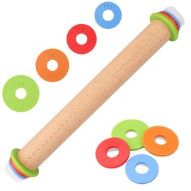 XINBADA Adjustable Rolling Pin with Thickness Rings -17INCH Wood Dough Roller for Perfect Baking, Fondant & Cookies Ideal Rolling Pin for Dough & Cookie Decorating Supplies