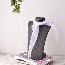 Basic Sense Lady Plain Square Chiffon Feel Head Neck Scarf Very Light and Soft Feel Plain Scarves (White colour)