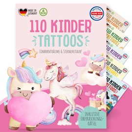MeinBaby123 110 Skin-Friendly Children's Tattoos with Unicorns, Unicorn Tattoo, Children's Stick-On Tattoos for Girls, Gift for Girls, Vegan & Made in Germany (Unicorn & Fairy)