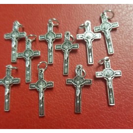 LOT OF 20 St Benedict Cross Stainless Steel  Catholic Jesus Crucifix Pendant