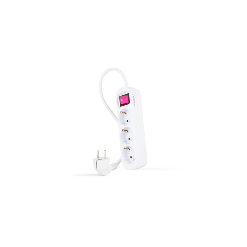 NANOCABLE 10.38.0003 – Power Strip with 3 Sockets with Switch,