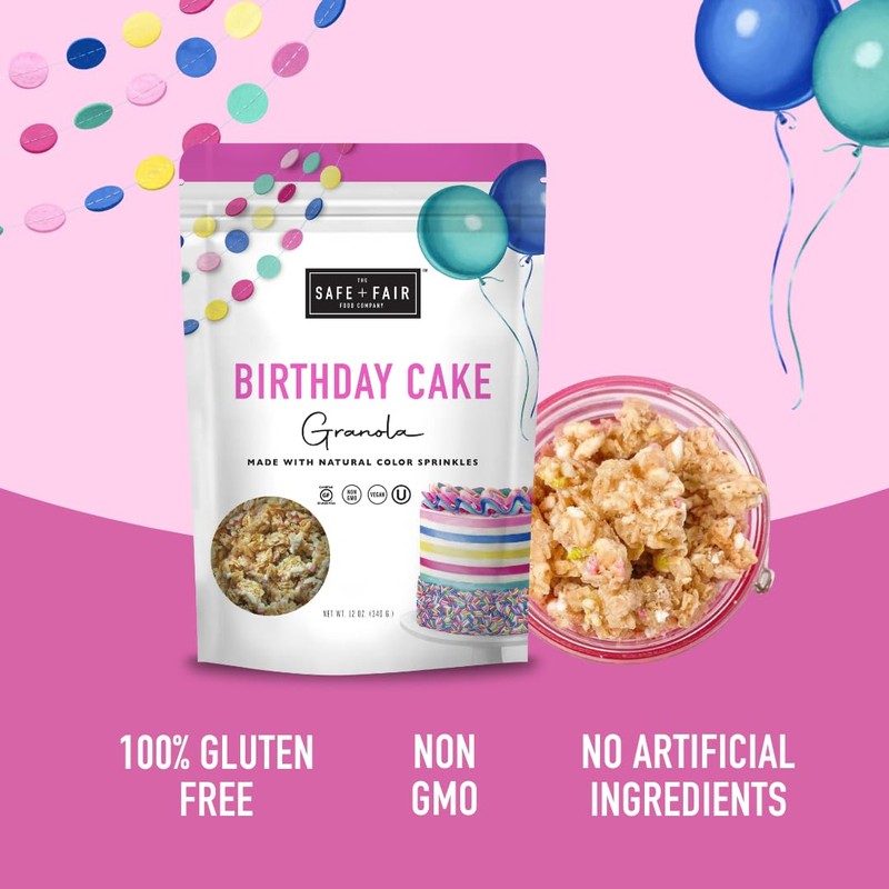 Safe + Fair Birthday Cake Granola – Gluten-Free, Vegan &