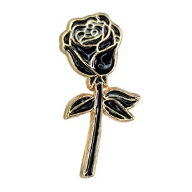 Black Rose Enamel Pin with Safety Backing