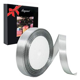 Solid Color Silver/Grey Satin Ribbon 5/8 inch X 25 Yard, Ribbons Perfect for Crafts, Hair Bows, Gift Wrapping, Wedding Party Decoration and More