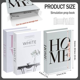 Decorative Books, Set of 3 Decorative Books, Decorative Books, Fake Decorative Books with Storage, Stackable for Office, Home Decor, Bookcase, Coffee Table, Display Shelves (White, 3-Piece Books