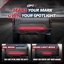 OPT7 Flexible 48 Inch LED Brake Light Strip, Waterproof Third Brake Light DRL Red 12V Tailgate Light for Pickup Truck Van RV SUV