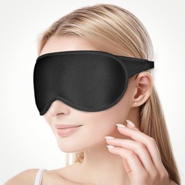Sleep Masks, Light Blocking Eye Mask Sleeping for Women Men Side Sleeper, Soft 3D Comfortable Sleeping Mask with Adjustable Elastic Strap for Travel，unrestrained Ear Design (Black)