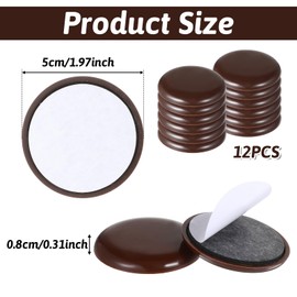 12Pcs Furniture Sliders for Carpeted Floors, 2-inch Stick Furniture Movers Self Adhesive Chair Gliders for Easy Moving on Carpet and Hardwood Floors(Coffee)