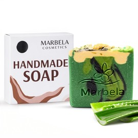 Marbela Jabón En Barra De Aloe Vera Artesanal De Cosmetics - Hecho En Ee. Uu., Vegano, Sin Aceite De Palma, Jabón Natural En Barra - Jabón Suave Para