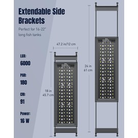 Pawfly Aquarium Light for Plants, 16 W Fish Tank Light, Full Spectrum Aquarium Lights, 24/7 LED Aquarium Light for Fish Tank with Timer & Adjustable Brightness, Fishes Lamp for 16"-22" Tanks