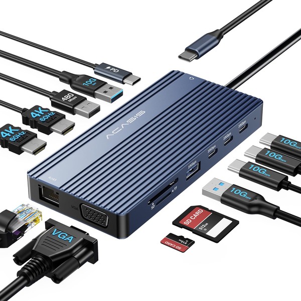 USB C Docking Station Dual HDMI Monitor, Laptop Docking Station