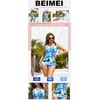 BIMEI Women's One-Piece High Neckline Pocketed Mastectomy Swimsuit010N (Blue, 2XL)