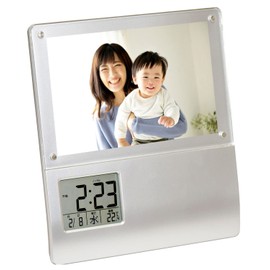 Adesso Voice Recording Photo Frame Clock, Respect for the Aged Day Gift, 3.9 x 5.9 inches (100 x 150 mm), L Size, Clock, Wake-Up, Alarm, Calendar, Temperature Display, Photo Frame, Photo Stand, Wall
