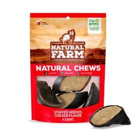 Natural Farm Chicken Filled Cow Hooves for Dogs (4-Pack), Long-Lasting Natural Hoof Beef Bone Treats, Best for Small, Medium & Large Dogs