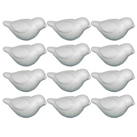 WRITWAA 12Pcs Unfinished Foam Bird Shapes Ornaments, Diy Birds Crafts Painting Foam Birds Diy Birds Model Toys for DIY Crafts, Easter, Birthday, Christmas, Party, White