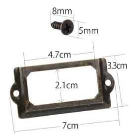 Pack of 30 Label Frames Label Frame Label Holder Label Holder Cabinet Frame Card Holder Vintage Metal Bronze for Name Badges Apothecary Cabinet Drawer Cabinet or Filing Cabinet (70 x 33 mm)