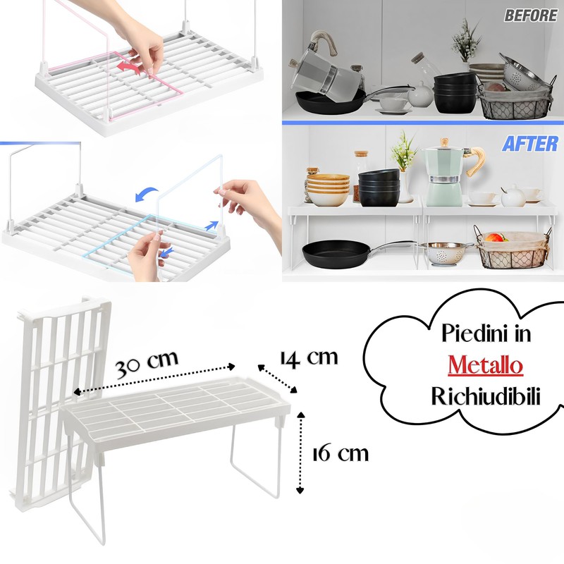moorg Space Saving Kitchen Shelves, Set of 2 Shelves Organizer