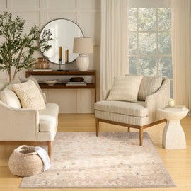 Nourison Home Vintage Washables Beige 5'3" x 7'3" Area Rug - Easy Clean, Non Shedding, Bed Room, Living Room, Dining Room, Kitchen (5' x 7')