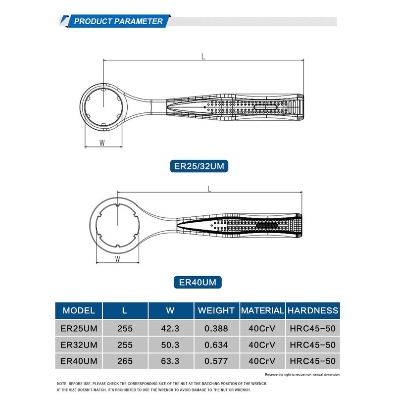 SFX ER32 Wrench CNC Collet Chuck ER UM Nut Spanner