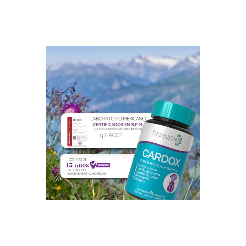 Biosuple Cardo Mariano Alcachofa Complejo Herbal Extractos Naturales Suplemento Alimenticio