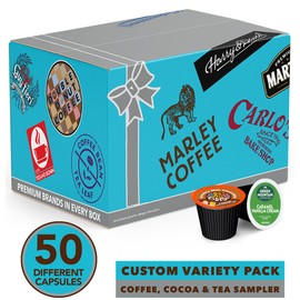 Variety Pack of Coffee, Tea, and Hot Chocolate - Great Sampler of Coffee, Tea, and Hot Cocoa for Keurig K Cups Machines - Great Gift for Coffee Lovers, No Duplicates, 50 Count (Pack of 1)