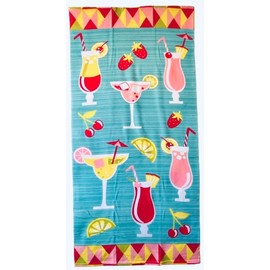 Goods4good Strandtuch, groß, schnell trocknend, mit Blumenmotiven, Herz, Wassermelonen, Palmen, 70 x 150 cm (mehrfarbig)