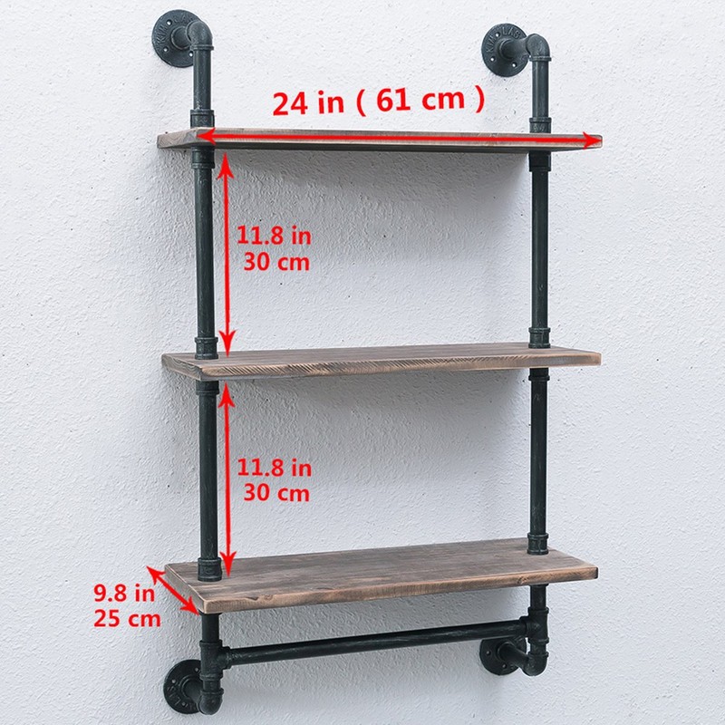 MBQQ 3 Tier Shelving Bathroom Pipe Shelves with Towel Bar