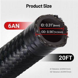 EVIL ENERGY 6AN Fuel Line Kit, 6AN Nylon Braided Fuel Line Hose with 24PCS Fittings Kit CPE Fuel Hose 20FT