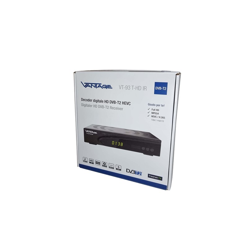 Vantage VT-93 DVB-T2 Receiver for Italy (Italian Menu Navigation, HD