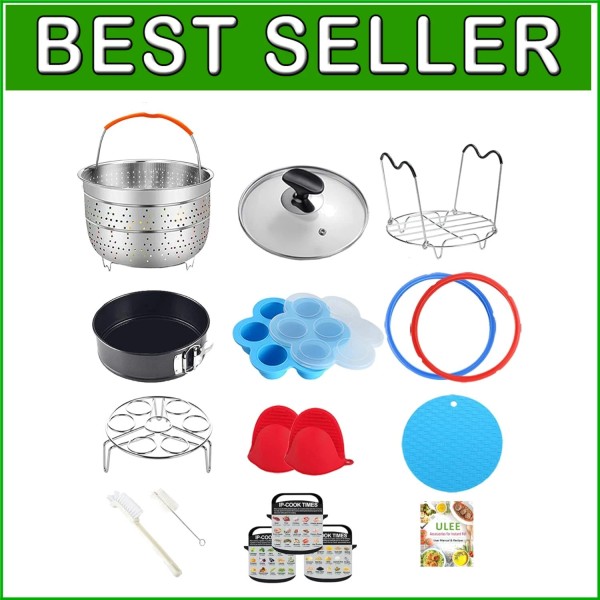 Premium Instant Pot 8 Qt Accessories - Glass Lid, Steamer