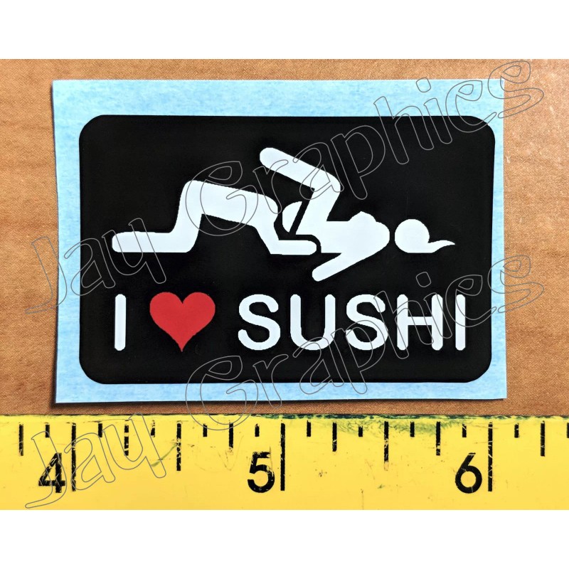 Unbranded/Generic 6-pack I LOVE SUSHI Funny Hard Hat Stickers Construction
