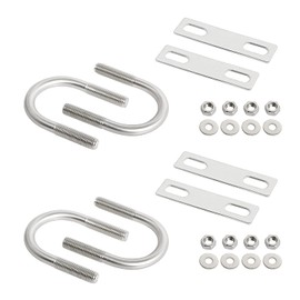 Aoje-Link Round U-Bolts 1.3"(33mm) Inner Width M8 Thread 304 Stainless Steel Silver with Plates Nuts Flat Washers for Car/RV/Trailer Bumper, 4Pcs