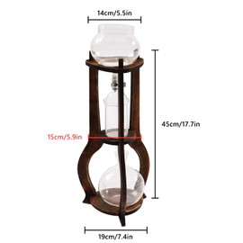 DUTTIETY Ice Cold Drip Tower, 6-8 Cups 600ml Portable Cold Brew Coffee Machine -20~300℃ Temperature Range With Slow Drip TechnologyIBamboo Straight Frame for Home Office Drip Coffee Maker