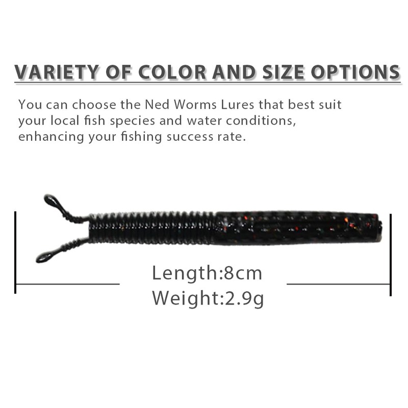 YOUHOT Ned Worms Señuelos, Ned-Rig-Baits cebos de pesca de plástico