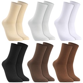 Zuimei 6 Pairs Crew Socks for Women Breathable Colorful Sports Cotton Ladies Socks for Women Girls School Casual Work Walking Sports