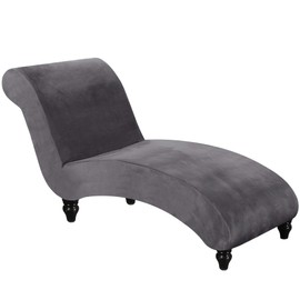 FantasDecor Funda de terciopelo para chaise longue, fundas de lujo para chaise longue, fundas elásticas para chaise longue, ultrasuave, lavable a máquina, gris