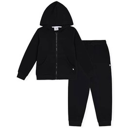 LONDON FOG Boys Fleece Sweatsuit Hoodie and Sweatpants, Black, 8