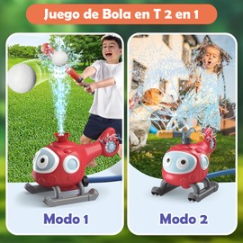 Juguete de Helicóptero con Juego de Béisbol, Juego de Bola en T 2 en 1, Juguete de Rociado de Agua Giratorio en El Patio Trasero, Rociador para Exteriores para Niños, para Patio, Césped, Fiesta en La