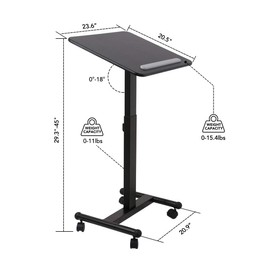 Flexispot MT3 Mobile Standing Desk Sit-Stand Pneumatic Adjustable Height Laptop Desk Gas Spring Riser Rolling Computer Cart Movable Computer Workstation Overbed Table for School Office Home Medical