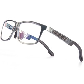 ANRRI Blue Light Blocking Glasses for Men Fashionable Black Metal Frame Computer Glasses with Blue Light Filter