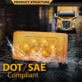 CNNELL 5Pcs LED Top Roof Running Cab Marker Light Rectangle Cab Lights 12V Fit Freightliner Century/Columbiaor or Volvo Trucks Trailers Tractors