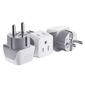 Ceptics Schuko Germany, France Plug Adapter, Dual Input - Ultra Compact Light Weight - Usa to Russia, South Korea Travel Adaptor Plug - Type E/F (3 Pack)