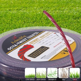 A ANLEOLIFE 1-Pound Heavy Duty Octa-Twist .120-Inch-by-217-ft Trimmer Line Donut,OTRIXT Co-Extruded Multi-Edge Spiral Weed Eater String, Red