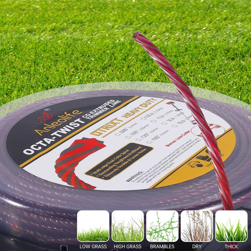 A ANLEOLIFE 1-Pound Heavy Duty Octa-Twist .120-Inch-by-217-ft Trimmer Line Donut,OTRIXT