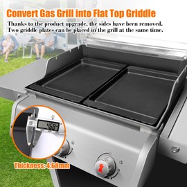 GRISUN Cast Iron Griddle for Weber Spirit 300, Spirit II 300 Series Gas Grills, Genesis Silver B/C, Grill Griddle Insert, Replacement Parts for Weber 7658, Heavy-Duty, 1 Pack