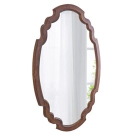 Sintosin Hanging Farmhouse Oval Mirrors for Wall Decor 16 X 22 Inch, Handmade Burning Finished Oval Bathroom Mirrors for Over Sink, Rustic Wood Mirror for Entryway, Horizontal or Vertical