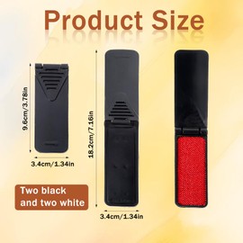 Psyqtsuary Foldable Lint Brush for Clothes, 4 Pcs Portable Travel Size Lint Remover Brush Reusable Mini Compact Lint Removal Tool for Furniture Couch Sofa Pet Hair Fabric Fluff Dust Removal (Black, White)